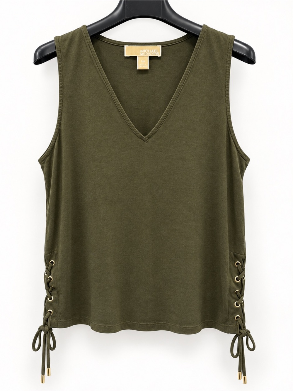 Michael Kors Olive Lace-Up V-Neck Tank